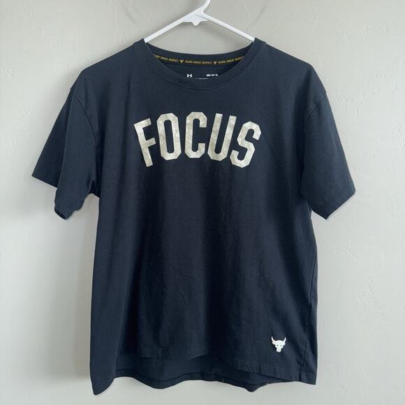 Under Armour Project Rock Focus Blood Sweat Respect Black T-Shirt Mens #1355714 - Picture 1 of 7